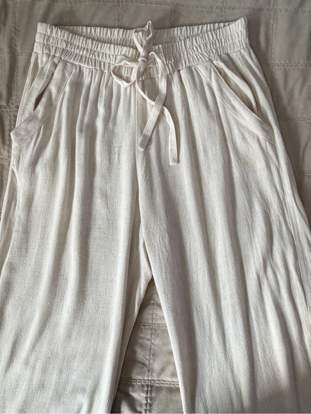 Sienna Sky Linen-Blend Wide Leg Pants – Ivory – XL